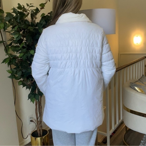 Twisted Heart Vintage White Mid Length Full Zip Warm Puffer Jacket Coat Snow M - Picture 5 of 16